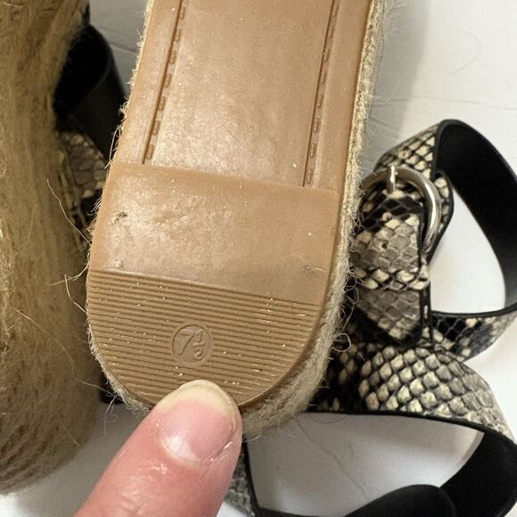 Marc Fisher Women’s Abacia 2 Espadrille Wedge Sandals Black Snake Leather 7.5 - Picture 9 of 10
